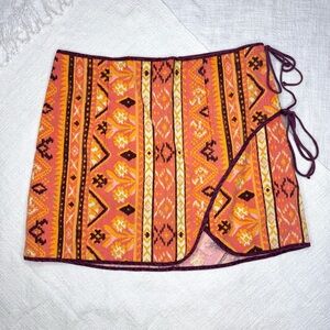 Free People Orange and Yellow Mini Skirt